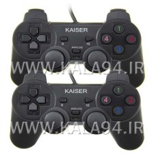 گیم پد KAISER K-504 / دوبل دسته / شوک دار / اتصال سیمی با درگاه USB / گارانتی 1402.05.30